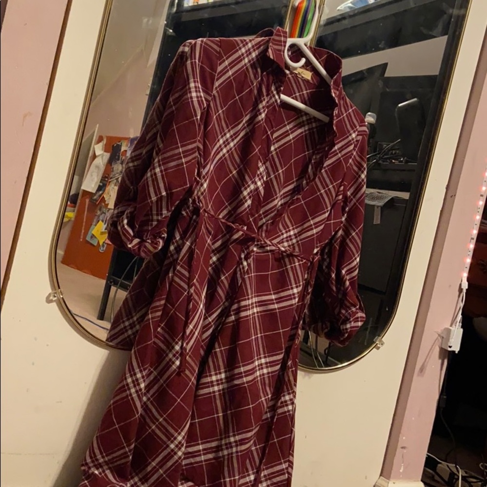 Red Striped High Low Dress